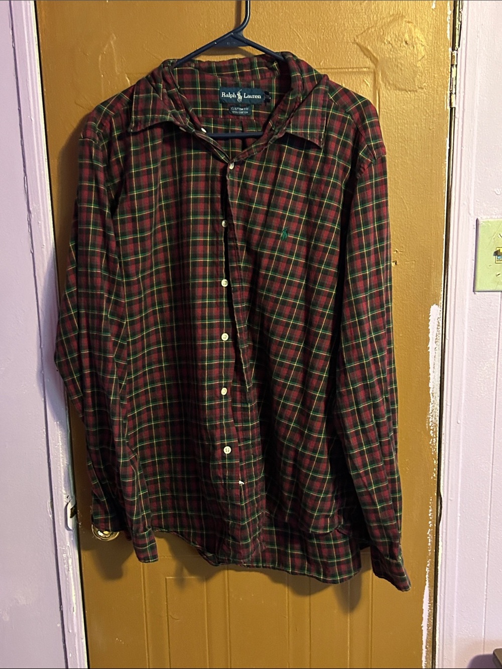 Ralph Lauren Red and Green Plaid Button-Down Shirt